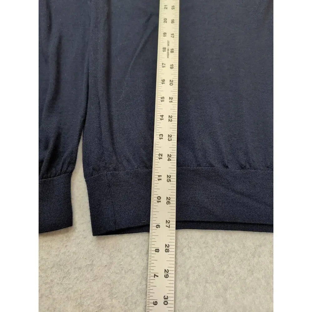 Paul Smith Mens 100% Merino Wool Sweater Blue Large V Neck Lightweight Pullover